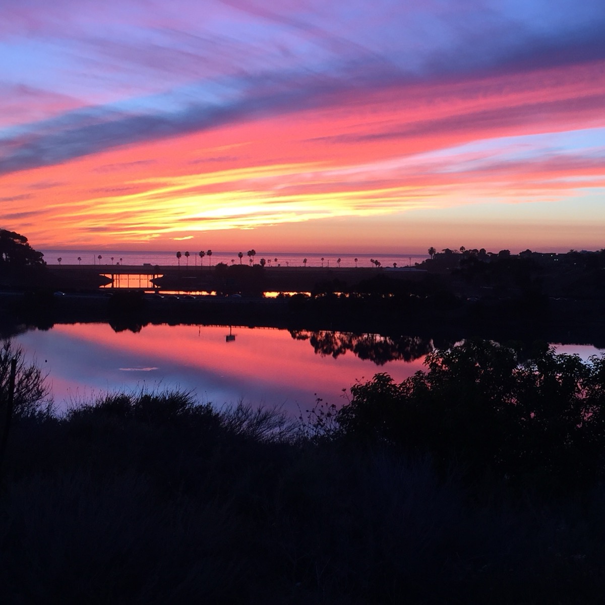 North County sunset over lagoon